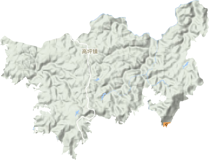 高坪镇地形地图