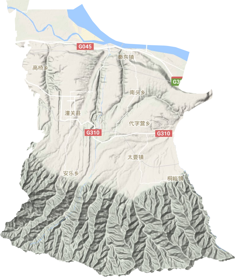 潼关县地形地图