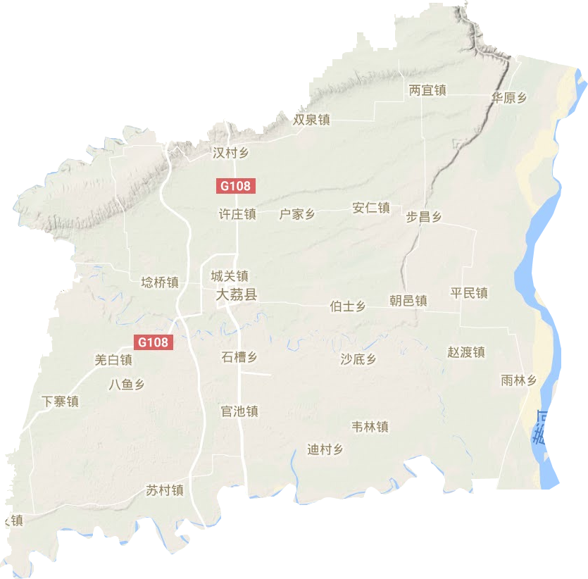 大荔县地形地图