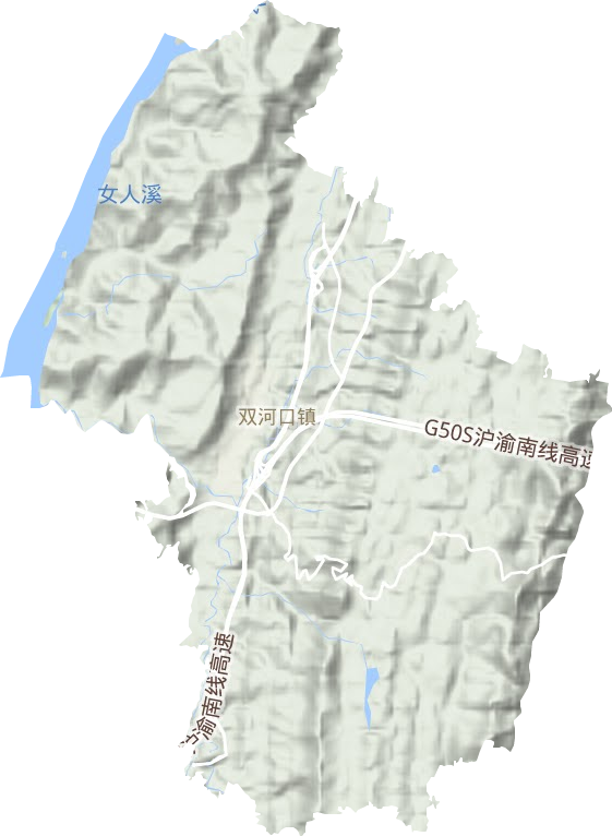 双河口镇地形地图
