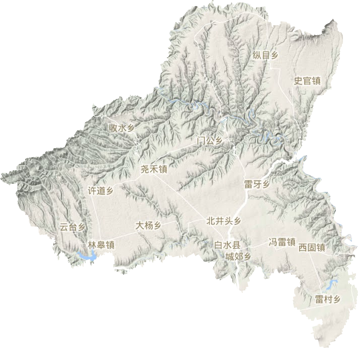 白水县地形地图