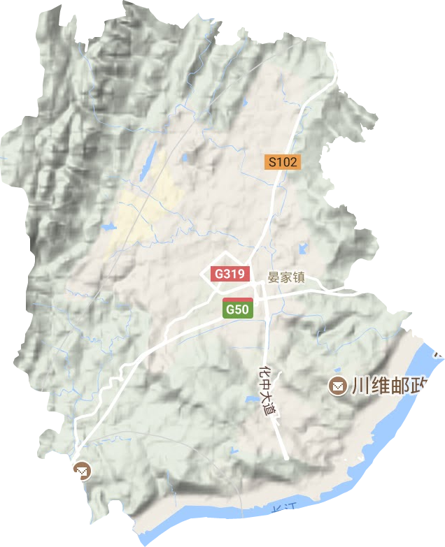 晏家街道地形地图