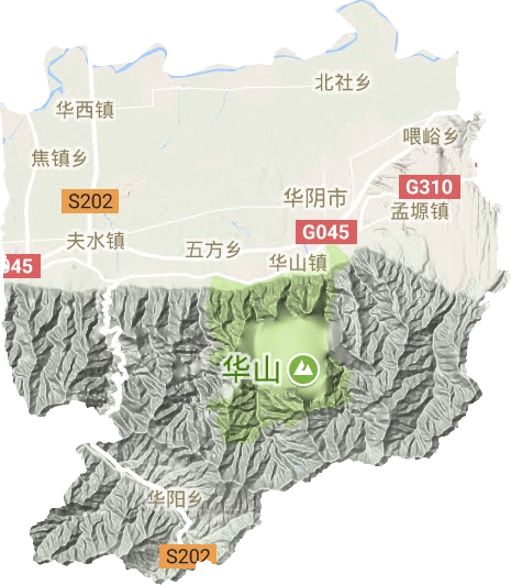 华阴市地形地图