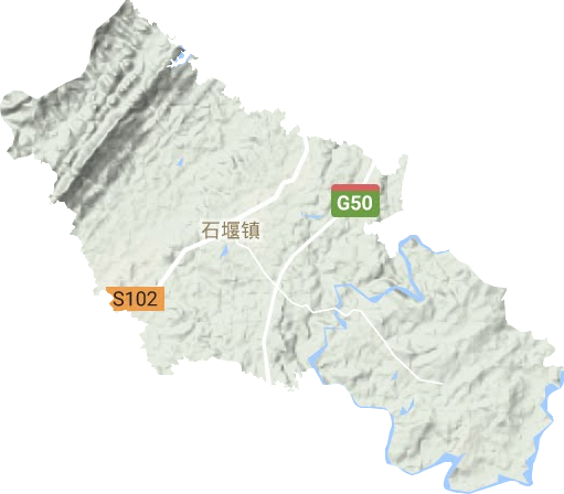 石堰镇地形地图