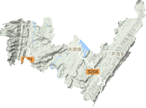 洪湖镇地形地图