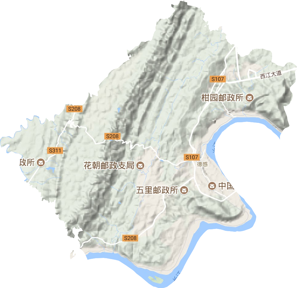 德感街道地形地图