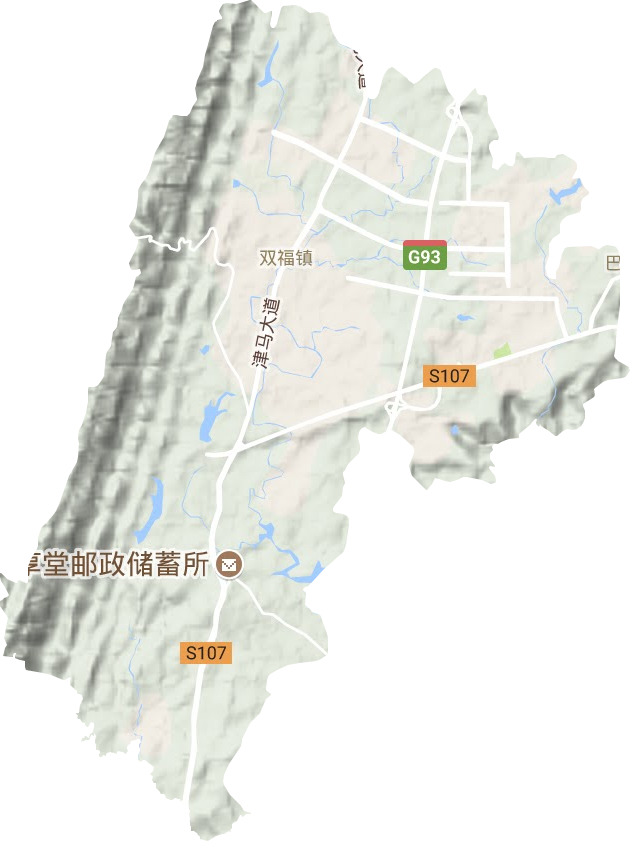 双福街道地形地图