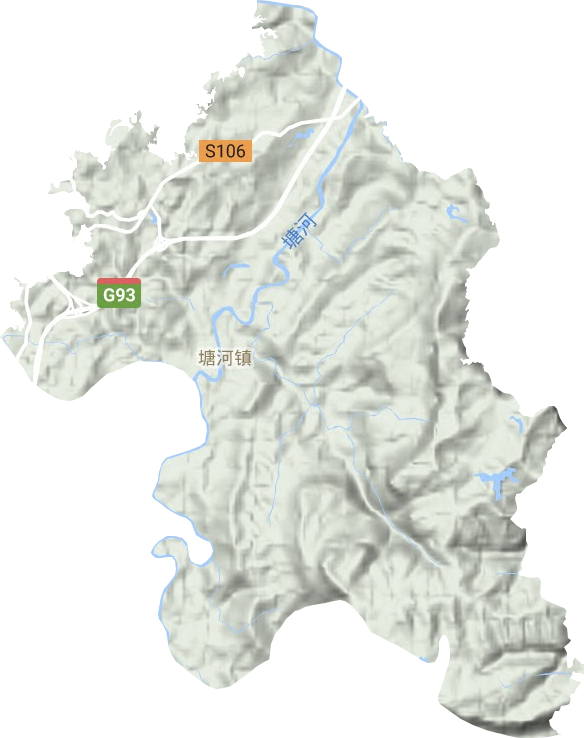 塘河镇地形地图