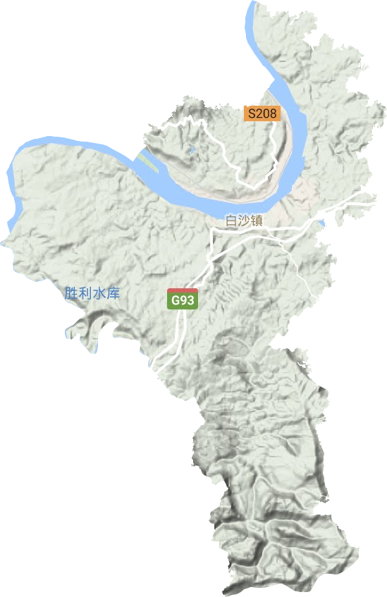 白沙镇地形地图