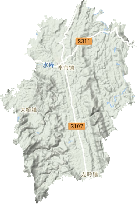 李市镇地形地图
