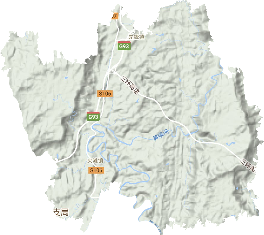 先锋镇地形地图