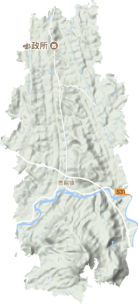 贾嗣镇地形地图