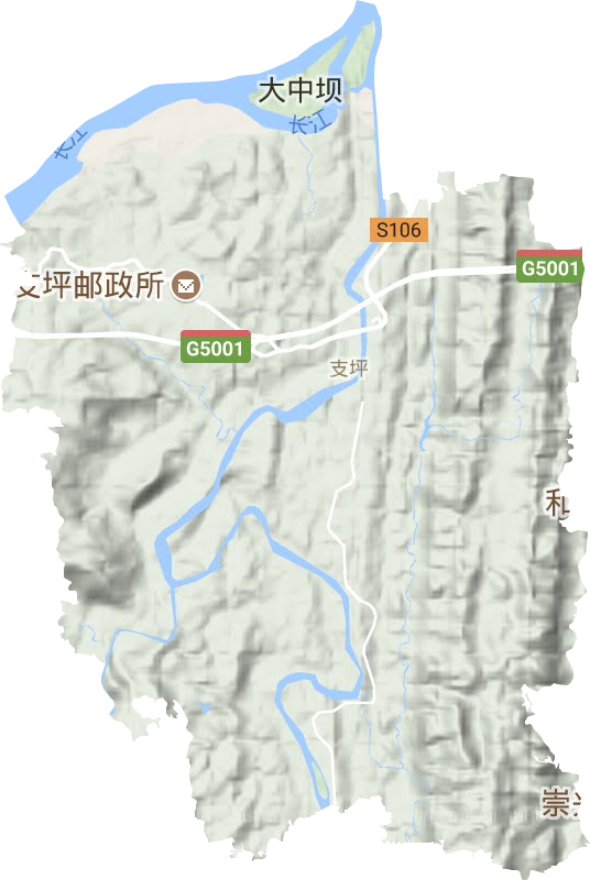 支坪镇地形地图