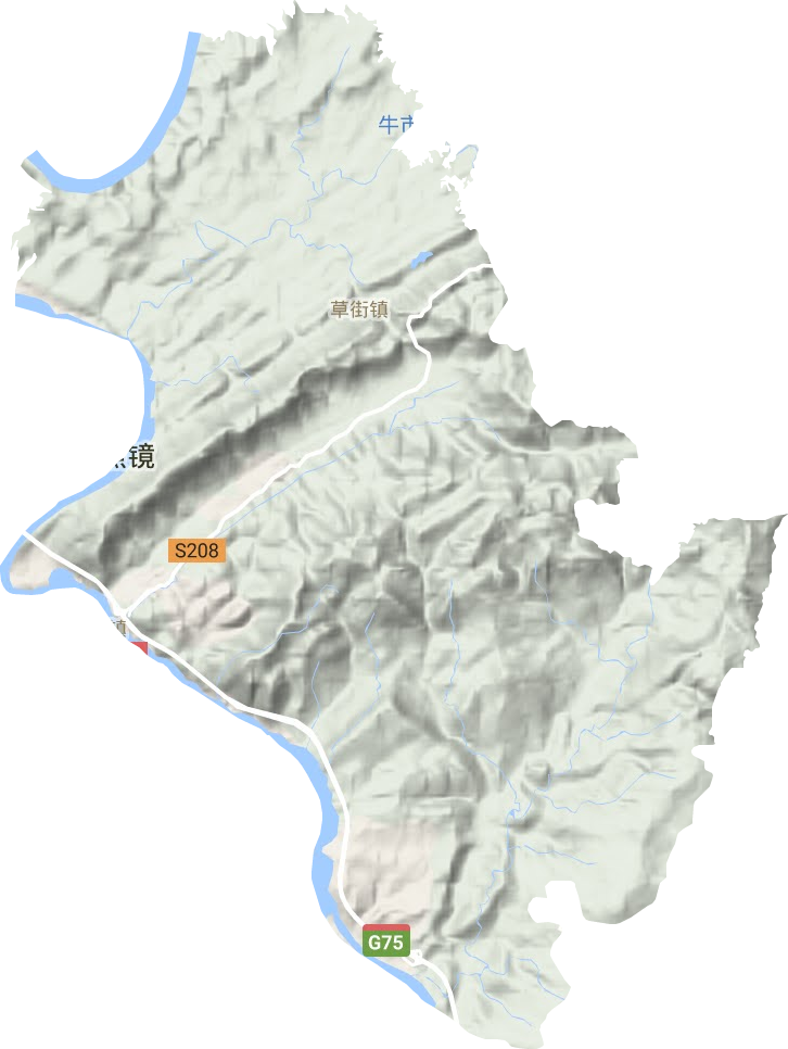 草街街道地形地图
