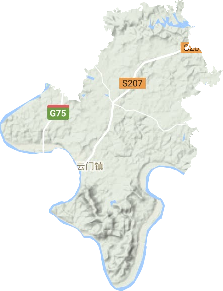 云门街道地形地图