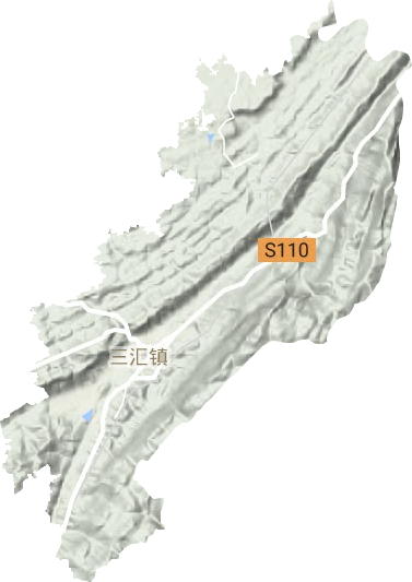 三汇镇地形地图