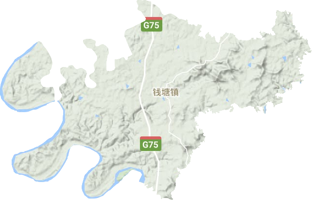 钱塘镇地形地图