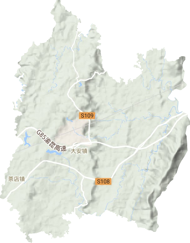 大安街道地形地图