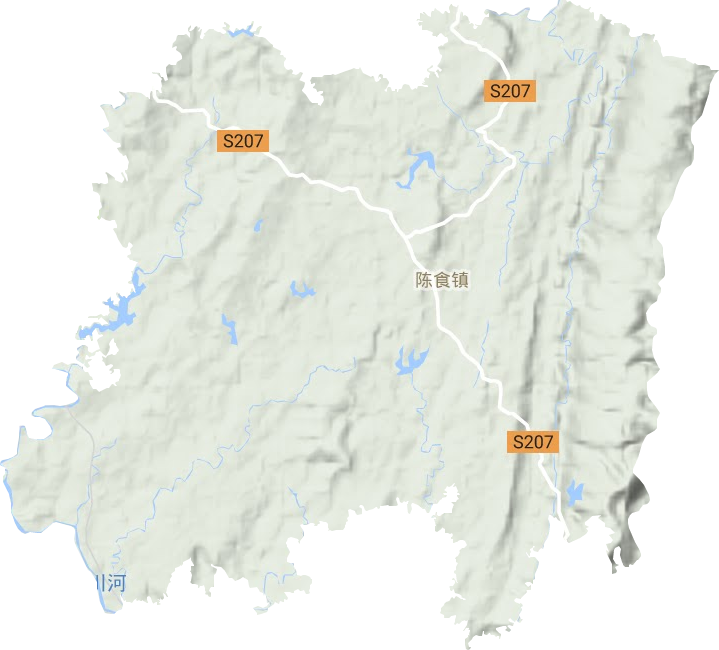陈食街道地形地图