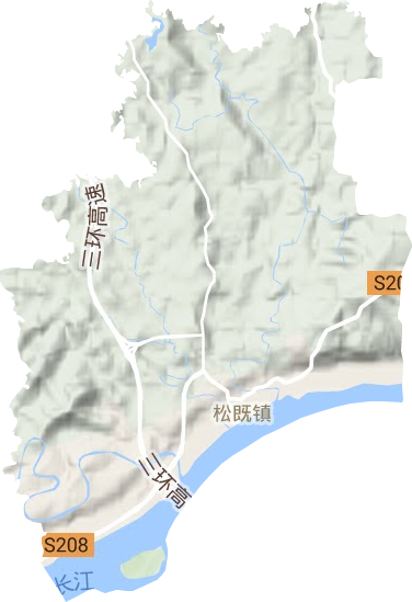 松溉镇地形地图