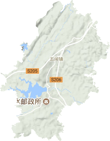 五间镇地形地图