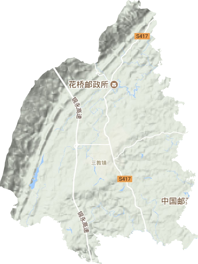 三教镇地形地图