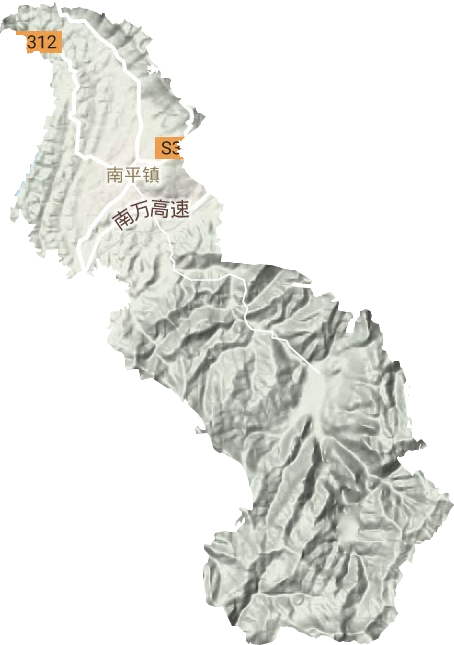南平镇地形地图