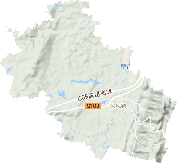 来凤街道地形地图