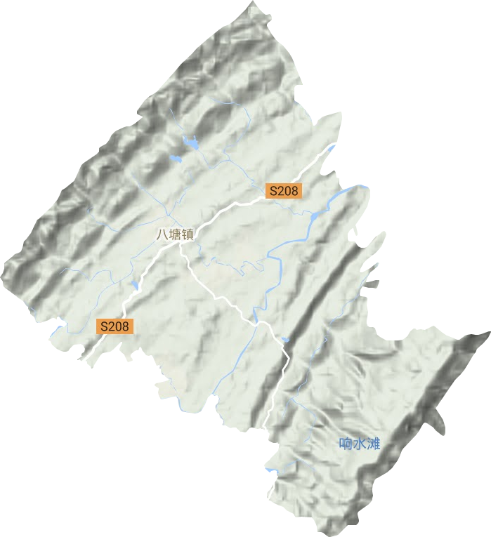 八塘镇地形地图
