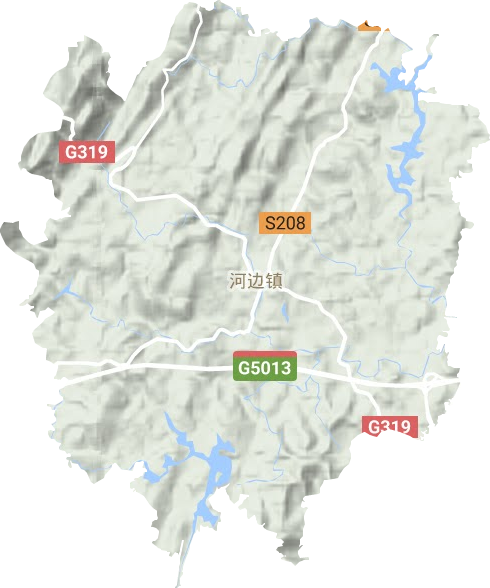 河边镇地形地图