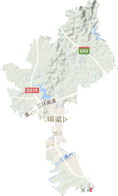 巴川街道地形地图