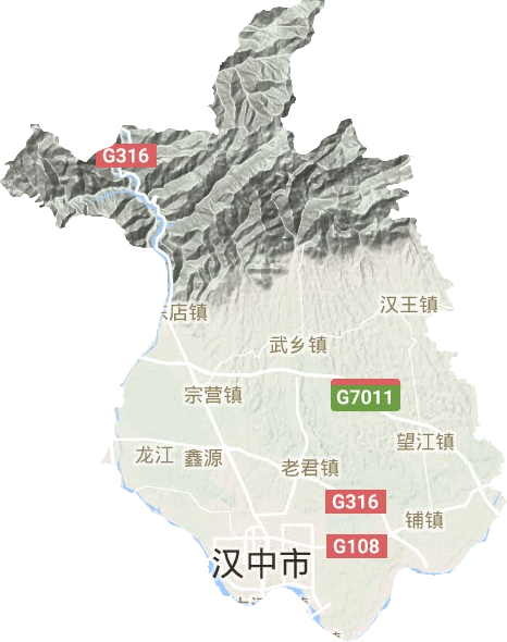 汉台区地形地图