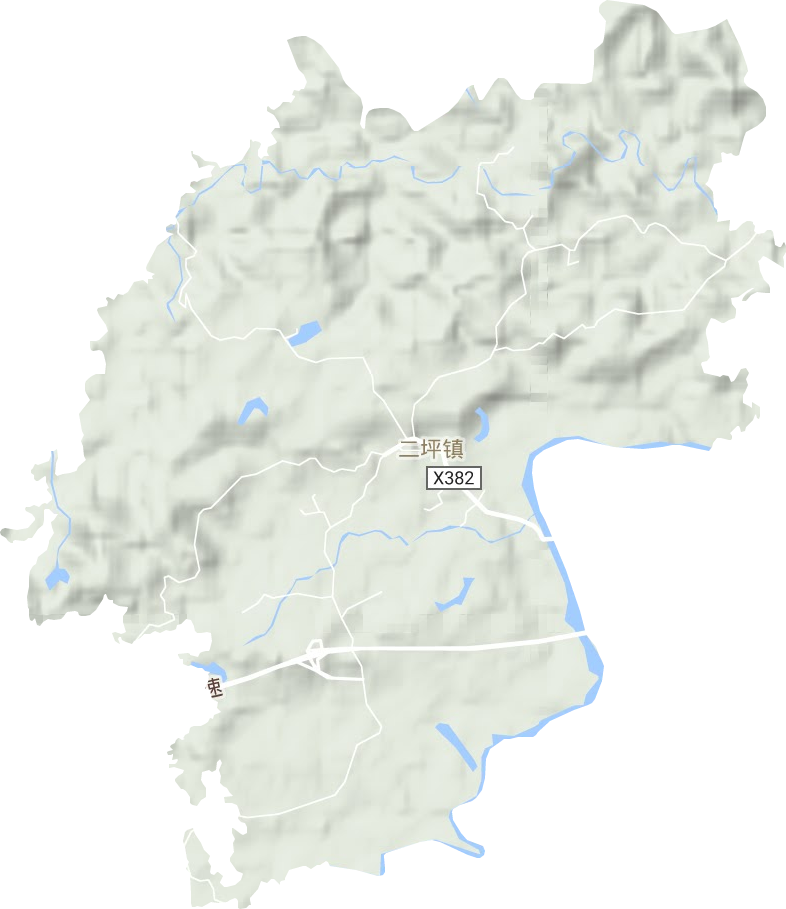 二坪镇地形地图