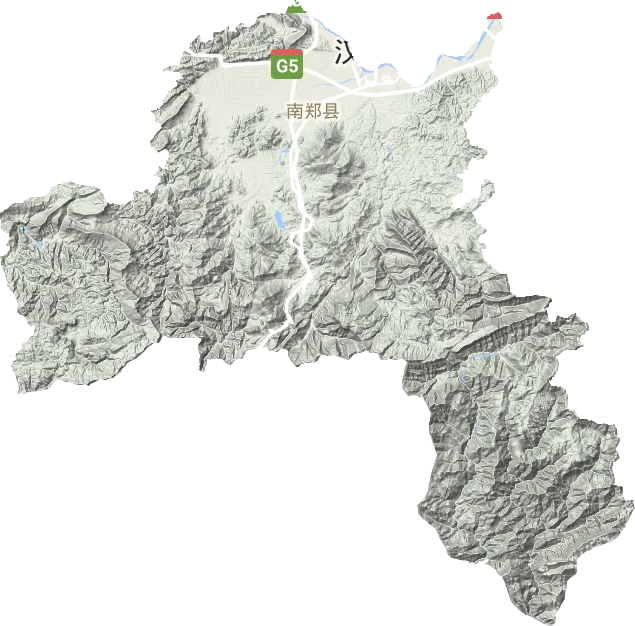 南郑区地形地图