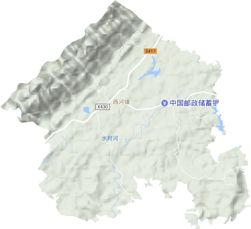 西河镇地形地图