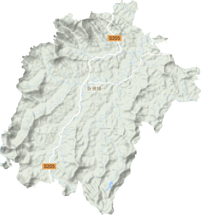 卧佛镇地形地图