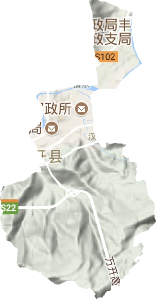 汉丰街道地形地图