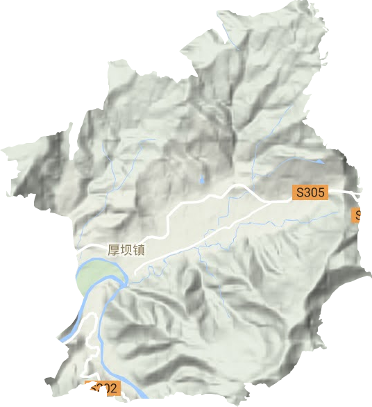 厚坝镇地形地图