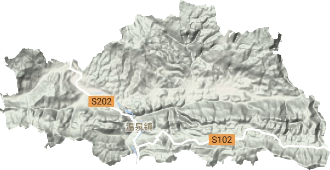温泉镇地形地图