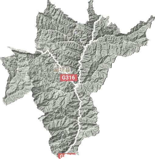 留坝县地形地图