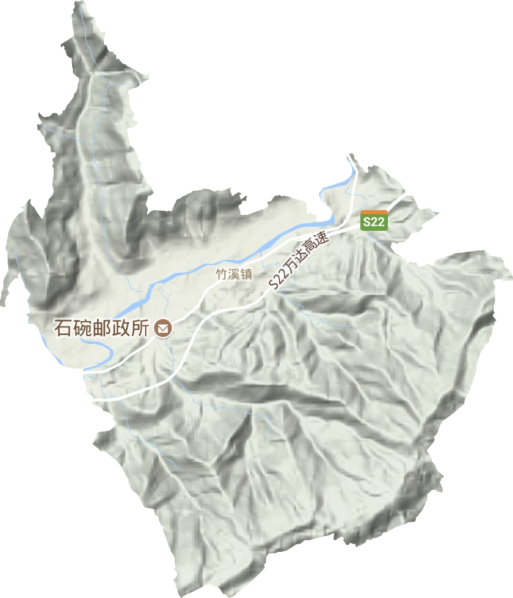 竹溪镇地形地图
