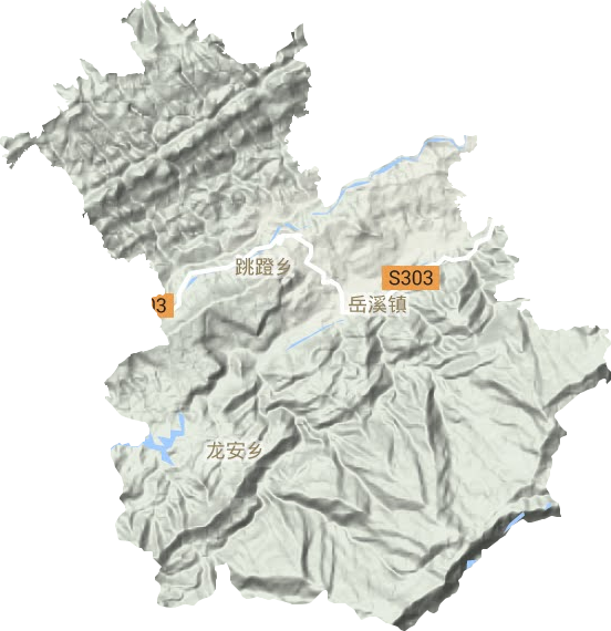 岳溪镇地形地图
