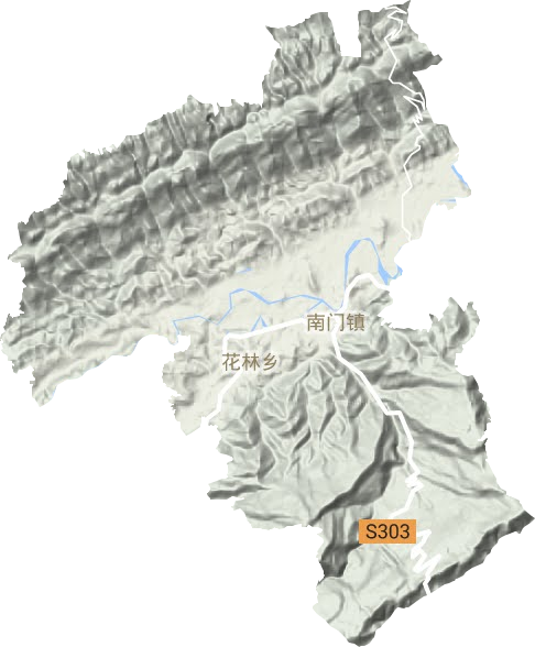 南门镇地形地图