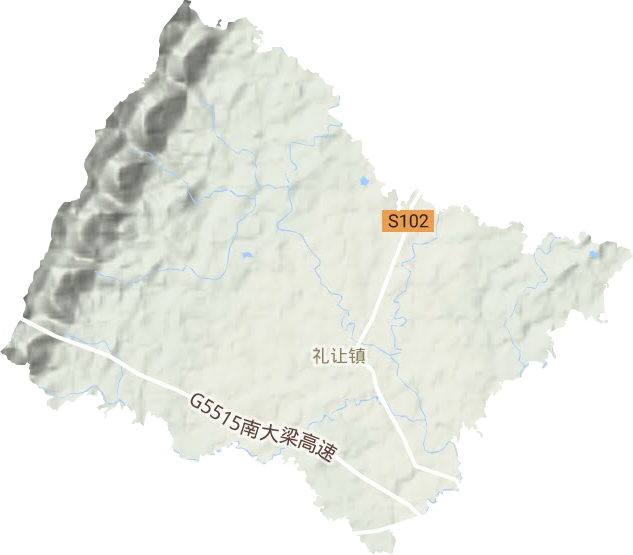 礼让镇地形地图