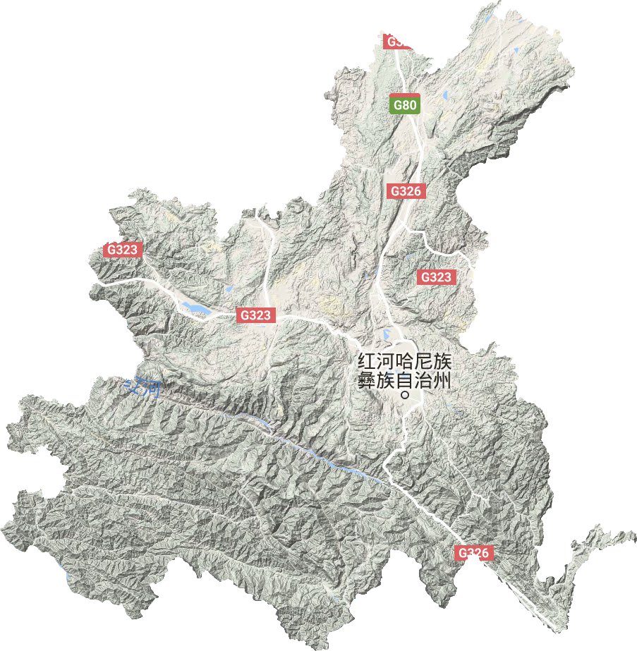 红河州地形地图