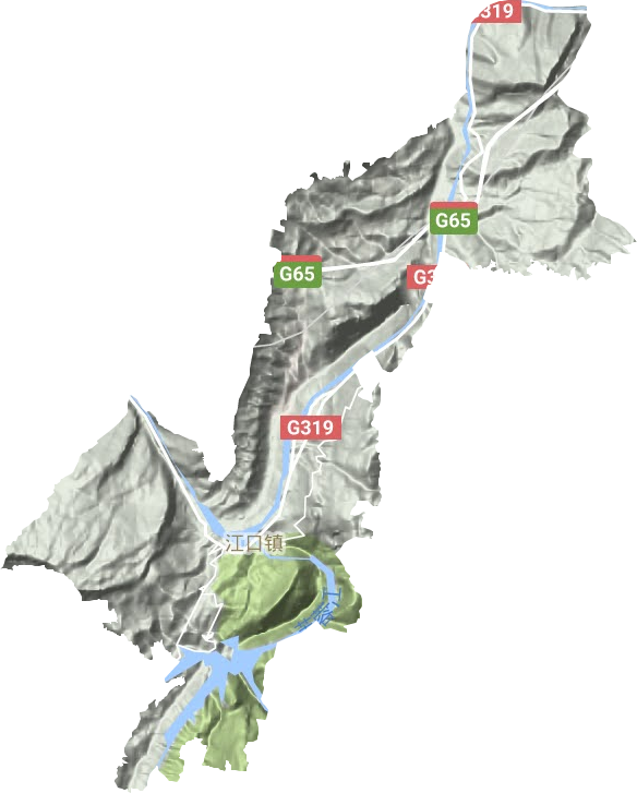 江口镇地形地图