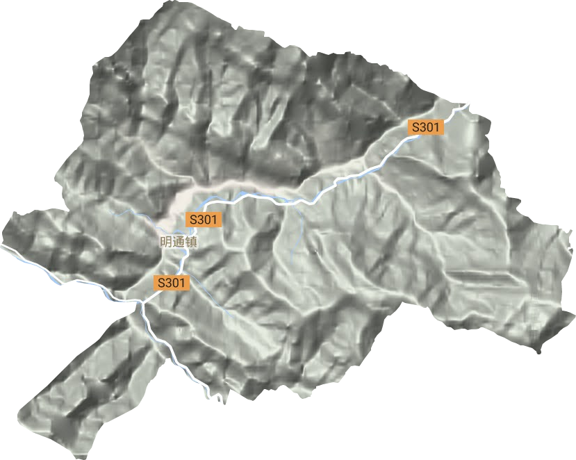 明通镇地形地图