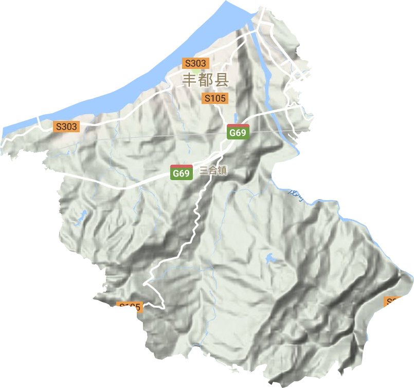 三合街道地形地图