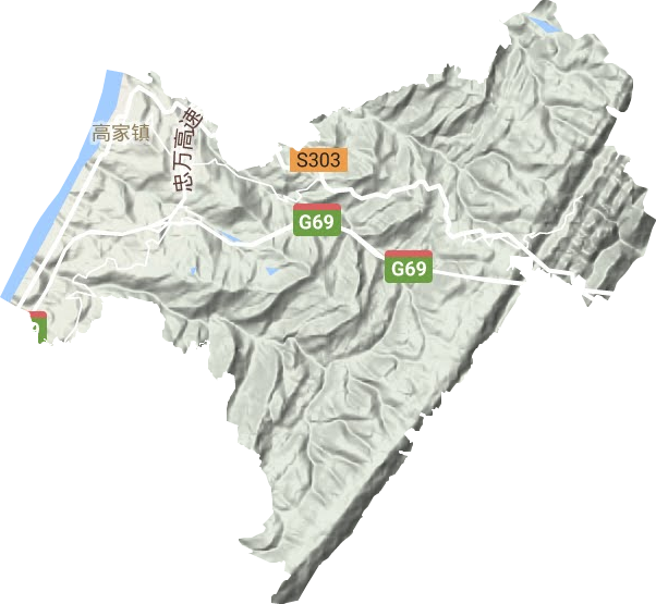 高家镇地形地图