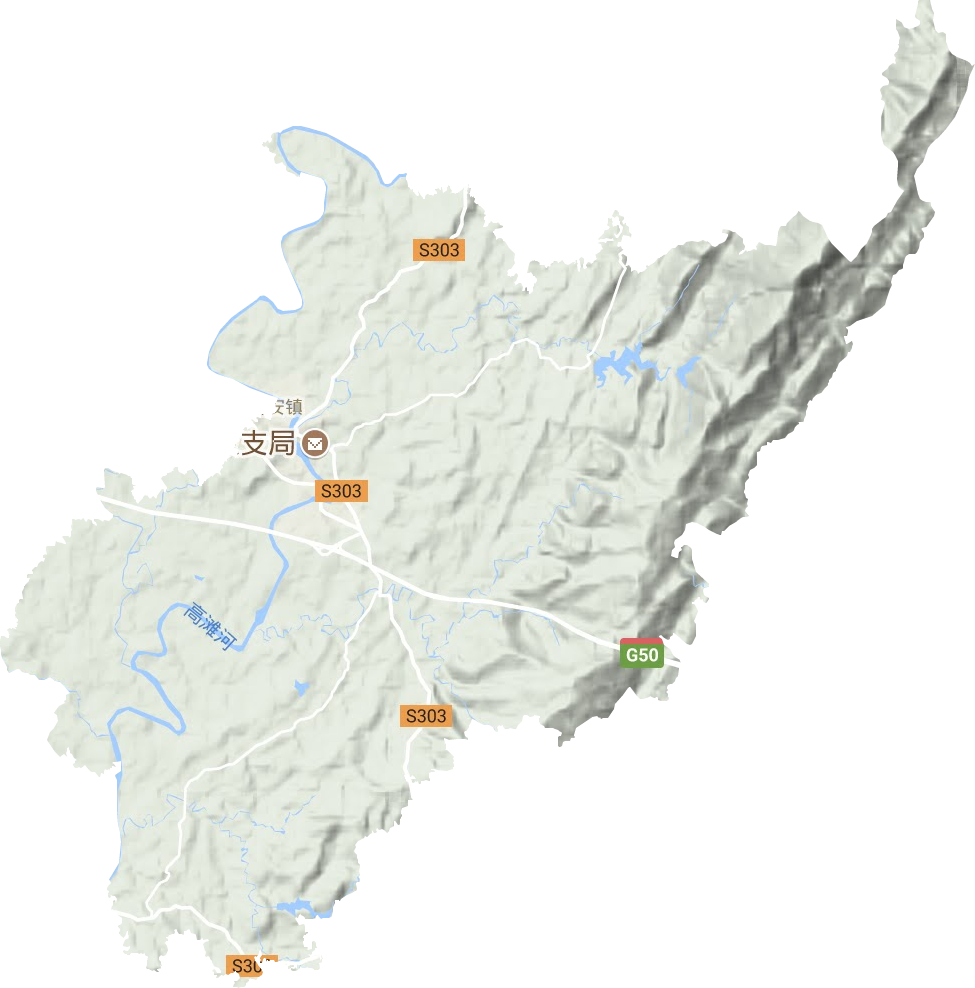 高安镇地形地图